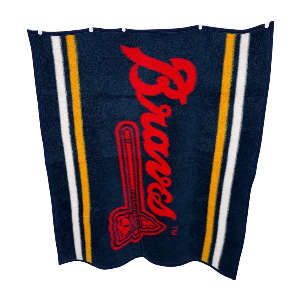 Biederlack Atlanta Braves Fleece Throw Blanket Unisex OS Navy Blue Red MLB Fan